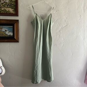 vintage 100% silk seafoam midi slip dress